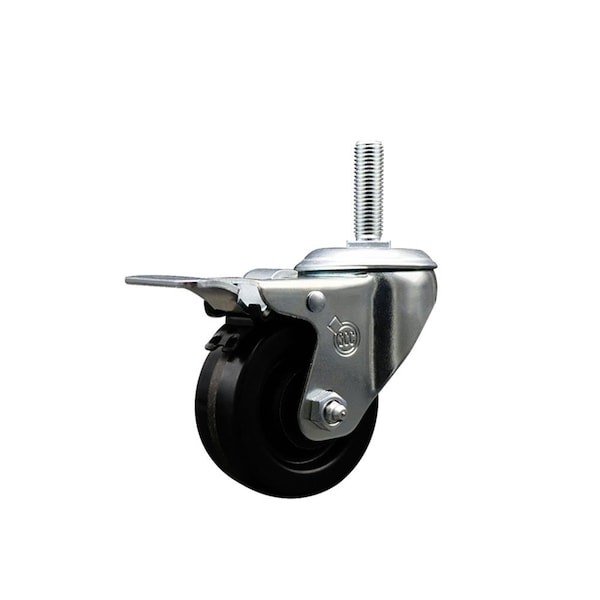 3 Inch Phenolic Wheel Swivel 58 Inch Threaded Stem Caster Total Lock Brake SCC